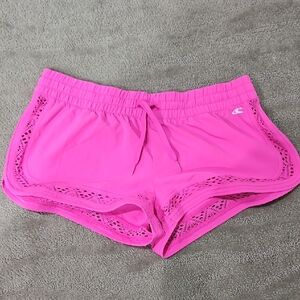 O'Neill Pink Athletic Or Swim Shorts with Curved Hem and Mesh Detailing